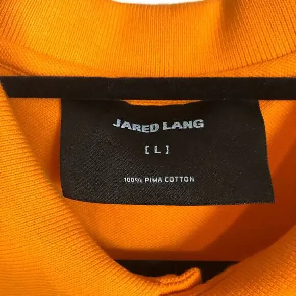 Jared Lang Neon Orange Men's Size Large 100% Pima Cotton Polo Shirt Short Sleeve - Picture 3 of 8